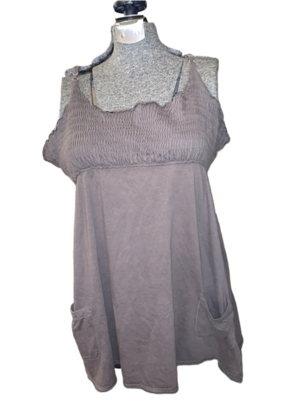 Kismet taupe Cotton Smocked shirt M